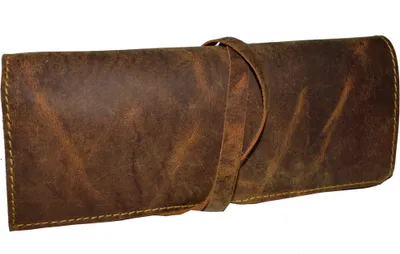 Produktbild von flevado Vintage Allround Tasche Organizer Kosmetiktasche Faltbar Vollleder Federmäpchen Büro Ledermappe (braun)