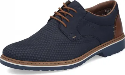 Produktbild von Rieker Herren Schnürschuh Halbschuh extra weit leicht geometrisches Muster 16504, Größe:44 EU, Farbe:Blau