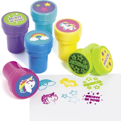 Produktbild von Kinderstempel Einhorn bunt und lustig 6 Stück