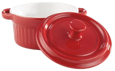 Produktbild von Mini-Cocotte aus Keramik mit Deckel, zum Garen und Servieren von Einzelportionen, Rot