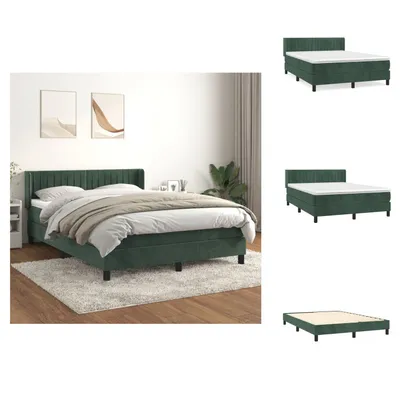 Obrázok produktu pre vidaXL Skriňová posteľ s matracom tmavozelená 140x190 cm zamat - Postele a rámy postelí