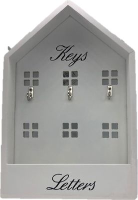 Schlüsselbrett Holz mit Ablage + 3 Haken im Vintage-Stil für Jacken, Schlüssel, Leinen, Briefe/Schlüsselablage Flur/Schlüsselkasten mit Briefablage/Key-Rack Wand Organizer