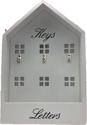 Produktbild von Schlüsselbrett Holz mit Ablage + 3 Haken im Vintage-Stil für Jacken, Schlüssel, Leinen, Briefe/Schlüsselablage Flur/Schlüsselkasten mit Briefablage/Key-Rack Wand Organizer