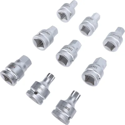 Zdjęcie produktu dla 9-częściowy zestaw kluczy sześciokątnych udarowych 3/4 cala Cr-Mo 14 mm do 24 mm Wiertło M16 M18 Spline
