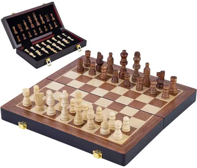 Imagen del producto de Solidchoice - Juego de ajedrez de madera, plegable, 30x30 cm