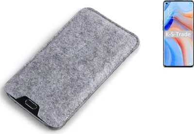 Produktbild von K-S-Trade Filz Handyhülle kompatibel mit Oppo Reno4 Pro Schutzhülle Filztasche Filz Tasche Case Sleeve Handy Hülle Filzhülle grau