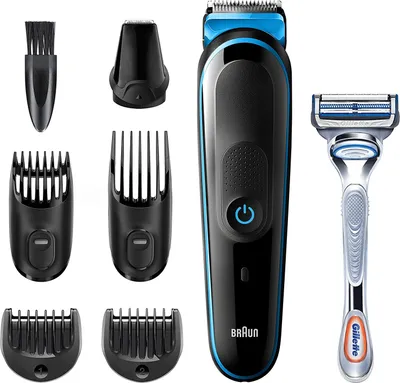 Zdjęcie produktu dla Braun Multigroomer MGK3242 Trymer do brody na mokro i sucho czarny, niebieski