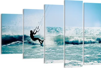Produktbild von Bild auf Leinwand - Leinwandbild - Drachen-Surfen Wasser Ozean - 150x100cm - Wand Bild - Wanddeko - Leinwanddruck - Bilder - Kunstdruck - Wanddekoration - Leinwand bilder - Wandkunst - EG150x100-2385