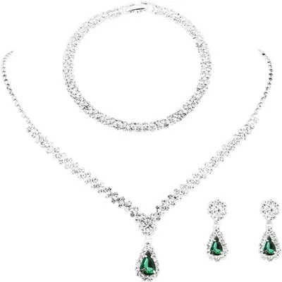 Obrázok produktu pre Sada šperkov, rhinestone náhrdelník, náramok, náušnice, pre nevestu