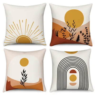 Produktbild von Set von 4 Boho Kissenhüllen 50 x 50 cm Abstrakte Natur