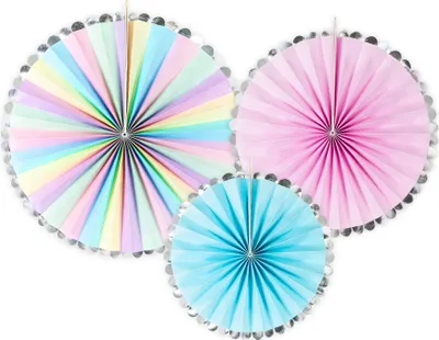Obrázok produktu pre Papierové rozety Deco Unicorn Pattern 21-30cm Modrá Ružová Sada 3