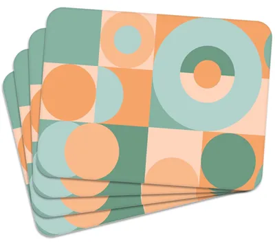 Produktbild von MG Design Set aus 4 Kork-Platzsets - Retro Geometry - 30 x 40 cm - hitzebeständig & abwischbar, mit Korkrückseite