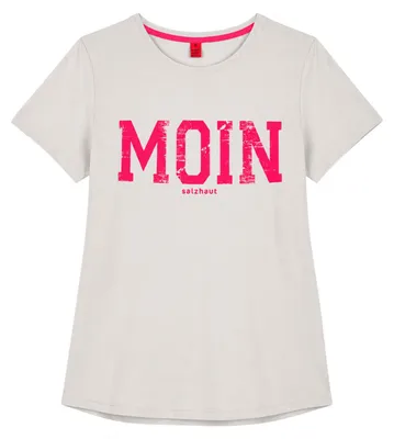 Produktbild von Salzhaut Damen T-Shirt Steentje Moin-Print White-Neon Pink, Größe XL