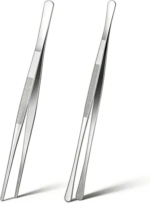 Imagen del producto de Pinzas de acero inoxidable para la cocina, de 30 cm de longitud, con puntas dentadas, juego de 2 unidades
