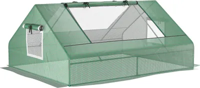 Produktbild von Gewächshaustunnel - Foliengewächshaus 180×140×80 cm - 4 aufrollbare Fenster - Stahlrahmen - UV-geschützte Folie - Dunkelgrün