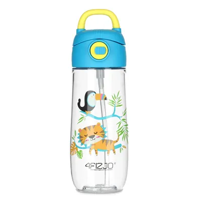Produktbild von 4FIZJO 550 ml Kindertrinkflasche, Tritan, auslaufsicher, mit Griff, bunt für Schule, Sport, Reisen