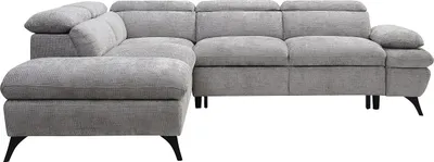 Produktbild von Ecksofa mit Schlaffunktion - Ecke links - Strukturstoff - mit Rückenlehne - Grau - SURDELI