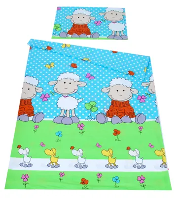 Produktbild von BABYLUX Kinderbettwäsche 2 Tlg. 100 x 135cm aus Baumwolle Bettwäsche Bettbezug Bezug 2 Tlg. für Babybett Babybettwäsche 3. Grün Schaf