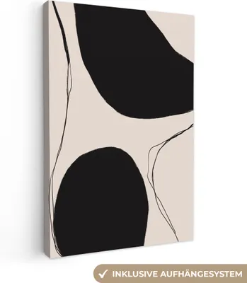 Produktbild von MuchoWow® - Leinwandbilder - Pastell - Schwarz - Minimalismus, Wandbild, Wanddeko Bilder Wohnzimmer, 80x120 cm