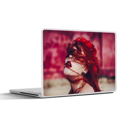 Produktbild von MuchoWow® Laptop Aufkleber Sticker Cover Schloss - Rot - Frau - Porträt 31x22.5 cm - Laptop-Deko