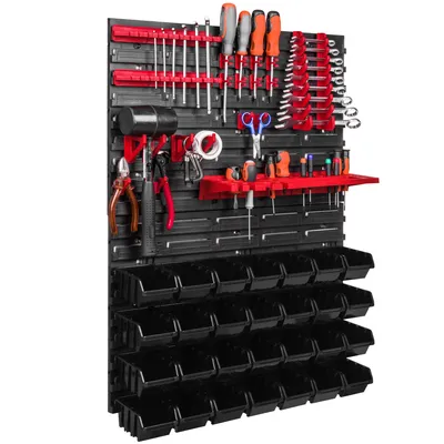 Immagine prodotto di Sistema di stoccaggio Scaffale a parete 576 x 780 mm Parete attrezzi 28 pezzi scatole impilabili in plastica