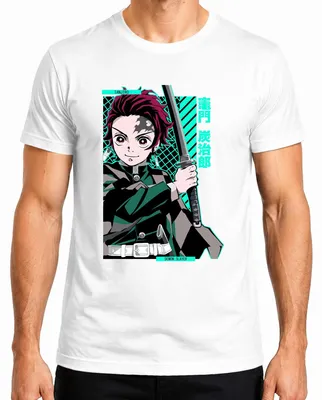Zdjęcie produktu dla Koszulka męska Tanjiro Demon Slayer Kamado Sword Anime Manga Gift Cosplay, Biały, XL