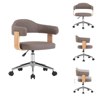 Produktbild von vidaXL Drehbarer Bürostuhl Taupe Bugholz und Stoff -  Bürostühle
