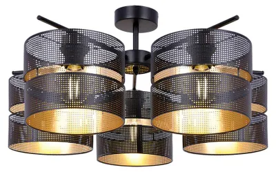 Zdjęcie produktu dla Lampa wisząca MALAVI czarno-złota 5xE27x20W metal wym:31x60x60cm IP20 Kaja