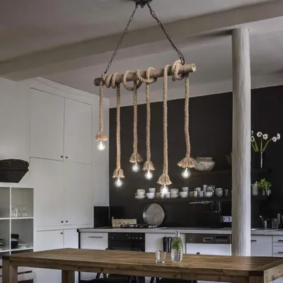 Produktbild von Ideal Lux 134826 Canapa Seil Hängeleuchte 6-flammig Braun