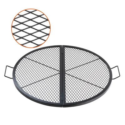Produktbild von VEVOR Φ 910 x 25 mm X-Marks Feuerstellen-Grillrost, Faltbarer Runder Grillrost, Robuster Lagerfeuer-BBQ-Grillrost aus Stahl mit Griff & Stütz-X-Draht, Tragbares Camping-Kochgeschirr, Schwarz