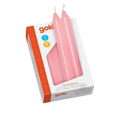 Immagine prodotto di goki 15426 Candele di compleanno, 10 cm Ø 1,3 cm, rosa (confezione da 10)