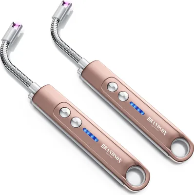 Produktbild von Brandson 2x Feuerzeug elektrisch, Lichtbogen Stabfeuerzeug, USB aufladbar, Kerzenanzünder für Küche, Kerzen, Gasherde, Grill, Kamin, 2er Set