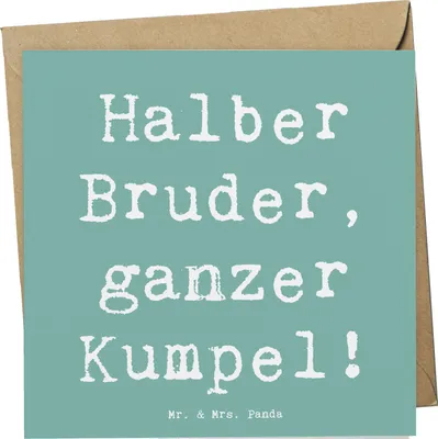 Produktbild von Mr. & Mrs. Panda Grußkarte Spruch Halbbruder Kumpel - Meeresbrise - Geschenk, Klappkarte, Freund, Geschwister, handgemacht, Handarbeit, doppelkarte, Familie, Liebe, Humor