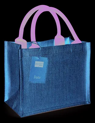 Produktbild von Westford Mill W412 | Jute Mini Gift Bag 26 x 22 x 14 cm - Farbe: Natural/Forest Green - Größe: One Size