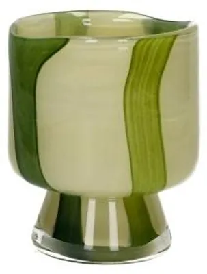 Imagen del producto de Jarrón y candelabro Pomax Camou, de vidrio, color verde oliva, diámetro 10 cm, altura 12 cm