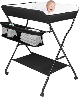 Produktbild von Faltbare Baby Commode mit Rädern und Kleiderkissen - verstellbar und wasserdicht