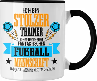 Produktbild von Trendation - Fußballtrainer-Tasse Geschenk von der Mannschaft für Trainer (Schwarz)