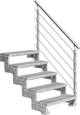 Produktbild von Aussentreppe Pertura Tallis mit Prova Geländer 5 Steigungen 80 cm Gitterrost