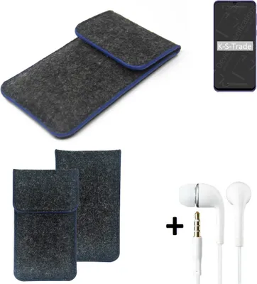 Produktbild von K-S-Trade Handy Schutz Hülle kompatibel mit Ulefone Note 6 Schutzhülle Handyhülle Filztasche Pouch Tasche Case Sleeve Filzhülle dunkelgrau, blauer