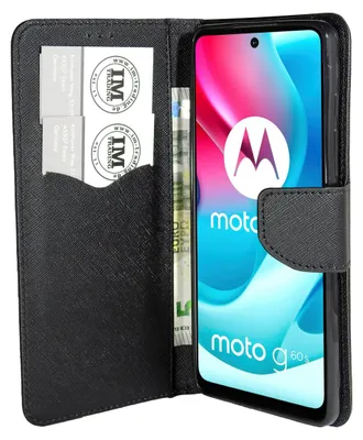 Produktbild von Buch Tasche Fancy kompatibel mit MOTOROLA MOTO G60S Handy Hülle Etui Brieftasche Schutzhülle mit Standfunktion, Kartenfach Schwarz