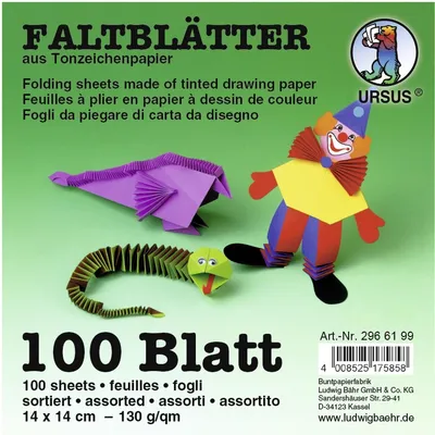 Produktbild von Tonpapier-Faltblätter 130g/qm Normalfarben 14x14cm VE=100 Blatt 10 Farben sortiert