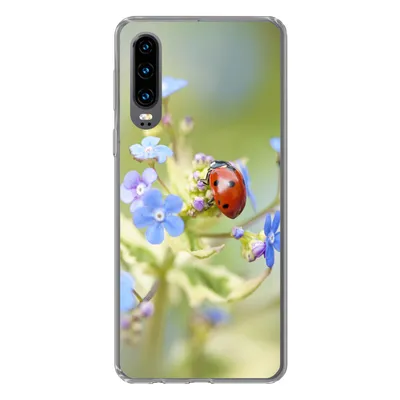 Produktbild von MuchoWow® Handyhülle Schutzhülle Hülle für Huawei P30 Marienkäfer - Blume - Frühling Silikon Softcase Handy Hülle - Kartenbesitzer
