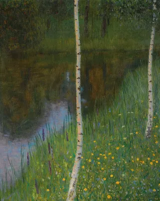 Produktbild von Gustav Klimt Kunstdruck Bild - Seeufer Mit Birken, 1901 (50 x 40 cm)