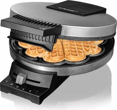 Produktbild von Cloer 189 Waffeleisen für eine Herzwaffel mit 16 cm Durchmesser, Herzwaffeleisen mit Doppelbeschichtung, schweren Backplatten, stufenlosem