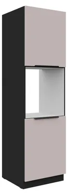 Produktbild von Küchen Hochschrank 60 cm ARONA Kaschmir beige + Schwarz matt Küchenzeile Küchenblock Küche