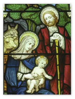 Haftglas 30x40 cm, transparent, abnehmbar, Anbetung der Heiligen Familie