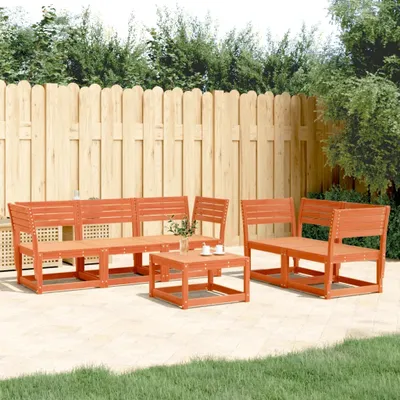 Produktbild von Design 5-tlg. Garten-Sofagarnitur Wachsbraun Massivholz Kiefer, Gartenmöbel-Sets 2024 Neu