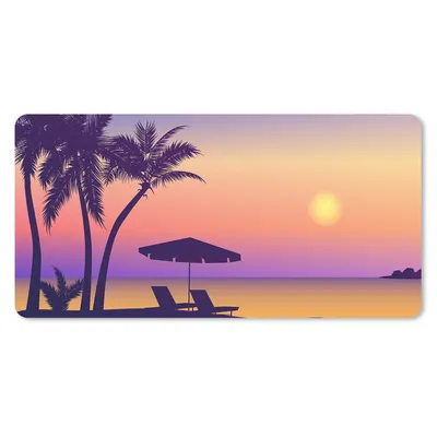 Produktbild von MuchoWow® Mauspad Mousepad Strandkorb - Sonnenschirm - Sommer - Illustration 60x30 cm - Mousepads - Maus Mat - Pad - Mausunterlage - Nachhaltig