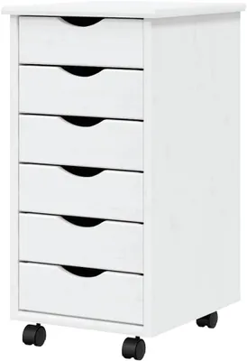 Productafbeelding van Ladekast MOSS - Dressoir Mobiel - Opbergen Kantoor - Massief Grenen - 39 x 34 x 65.5 cm - Wit