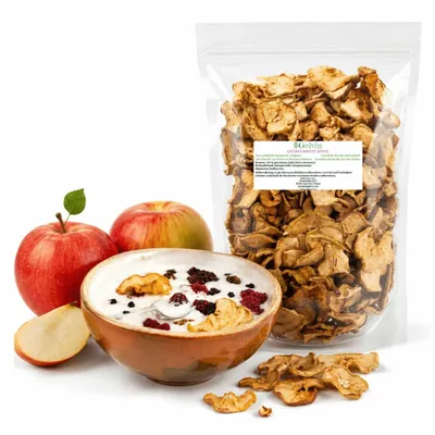 Produktbild von Apfelchips 2 kg (2 x 1 kg) – getrocknete Apfelringe ohne Zuckerzusatz – vegane Trockenfrüchte, Vorratspackung